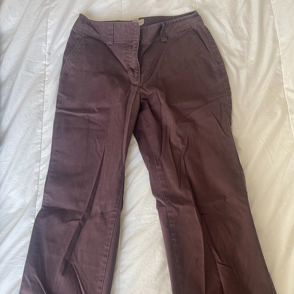 L.L. Bean Chocolate Brown Wide Leg Cotton Pants